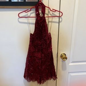 Charlotte Russe red sequin halter neck romper